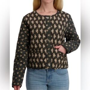 Lucky Brand Floral Quilt Cotton Jacket in Raven Print NWT!